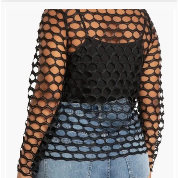 NWT Reg $80 Eloquii Black Open Texture Weave Mesh Blouse size 22/24 - Picture 2 of 7